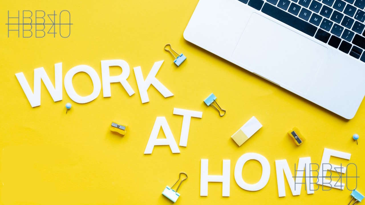Home business workspace with laptop showing the reality of working from home